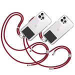 TBOC 2X Cordon Collier Laniere Portable Universel [Bordeaux] avec Patch de Fixation et Sangle de Suspension Amovible Réglable Résistante Compatible avec Toutes Les Téléphones Mobiles Smartphones