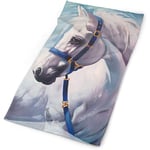 jingqi Unisex Magic Headscarf White Handsome Horse Multifunctional Bandanas Sweatband Elastic Turban Headwear Headscarf 50X25CM