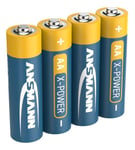 ANSMANN AA Batteries [Pack of 4] Long Lasting Alkaline Disposable AA Type 1.5V X-POWER Battery For Flashlights, Alarm Clocks, Wall clocks, Toys, Cameras, Remote Controls, Game Consoles