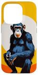 Coque pour iPhone 14 Pro Chimpanzé à l'horizon avec soleil dans le jeu de couleurs primate singe