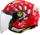 LS2, Casque Moto Jet Enfant Funny II Paws Matt Red, M