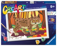 Ravensburger CreArt Série D Classic : Lynx dans la forêt, kit de peinture par numéros, contient une planche pré-imprimée, un pinceau, des couleurs et des accessoires, jeu créatif pour enfants de 9 ans