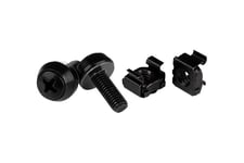 StarTech.com M6 x 12mm Screws and Cage Nuts - 100 Pack - M6 Mounting Screws and Cage Nuts for Server Rack and Cabinet - Black (CABSCREWM62B) - skruer og møtrikker for rack