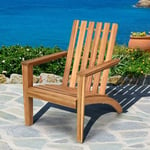 Goplus - Fauteuil de Jardin Adirondack en Bois d'Acacia -69x73x85CM- Fauteuil Large avec Dossier Confortable pour Jardin et Terrasse, Plage-Naturel