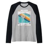 Karate Never underestimate the power of sporty ladies Raglan Baseball Tee