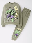 Marvel Hulk 2 Piece Sweat And Jogger Set, Brown, Size 3-4 Years