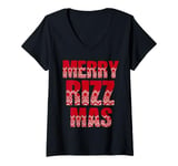 Womens Merry Rizz Mas - Funny Gen Alpha Middle School Christmas V-Neck T-Shirt