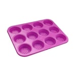 Tasty 678673 Moule à muffins pour 12 gâteaux, moule à gâteau, plaque à muffins, moule pour 12 muffins, moule à cupcake, moule à muffin, Acier au carbone, Fuchsia, 35,5 x 27 x 3 cm