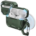 ESR Coque pour AirPods Pro 2/1 (2023/2022/2019), MagSafe Prêt, Couvercle Magnétique, Résistant aux Chocs Airpods Pro Case Protection Anti Chutes avec Lanière, Série Cyber, Vert