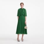 Chiffon Cape Midi Dress - Green