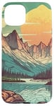 Coque pour iPhone 15 Plus Rocky Mountain Lake Vintage Paysage graphique