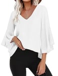 Gyabnw Tunique Femme Longue Chic Blouse Haut Ample Manche 3/4 Tunic Shirt Décontracté