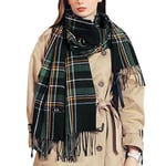 Gebell Women Tartan Scarf - Winter Plaid Blanket Scarves Long Soft Warm Tartan Check Scarfs Ladies Wool Spinning Tassel Shawl Stole UK