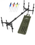 Rod Pod Carp Fishing  Fully Adjustable Tri Pod + Carry Case + Bite Indicators