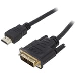 Cable dvi-d male hdmi male 7.5m noir