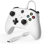 Manette Xbox One Manette XBox One Manette filaire à double vibration Manette filaire USB pour Xbox One/PC Windows 7/8/10 (Blanc)