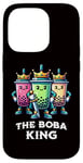 Coque pour iPhone 14 Pro Boba King Illustration drôle Boba Tea Drinker