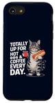 Coque pour iPhone SE (2020) / 7 / 8 Totally Up For Hot Dog & Coffee Every Day Funny Cat Humour