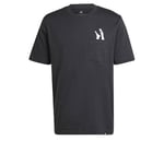 adidas Men's Lounge Slides Graphic Pocket T-Shirt, Black, S Tall