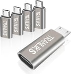 Adaptateur Micro Usb Vers Usb C, (Lot De 5) Adaptateur Usb Type C Femelle Vers Micro Usb Male Connecteur Support Charge&Sync-Gris