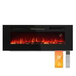 KLARSTEIN Galeras Smart Cheminée électrique Effet de Flamme Murale - 1800 W, LED Réaliste, Contrôle par appli & Télécommande, Couleurs & Luminosité Réglables, Protection Contre la surchauffe