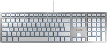 clavier pour mac filaire (connexion USB-A),layout français (AZERTY),touches silencieuses,conception compacte et plate,blanc-argent