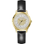 Womens Wristwatch GUESS GLAMOUR GW0299L2 Leather Black Golden Swarovski