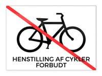 Skylt "Parkering Av Cyklar Förbjuden" 18X13 Cm, Aluminium, Vit