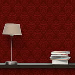 Apalis Papier peint non tissé 98328 - Motif baroque français rouge - Carré - Papier peint mural non tissé - Photo 3D - Pour chambre à coucher, salon, cuisine - Dimensions : 288 x 288 cm - Rouge