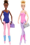 Barbie Coffret Barbie Salle de Ballet, avec 2 poupées et 9 accessoires, poupées ballerines blonde et brune avec tenue supplémentaire et accessoires sur le thème de la danse, HXC37