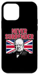 Coque pour iPhone 12 mini Winston Churchill Never Surrender avec drapeau Union Jack