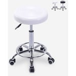 Ahd Amazing Home Design - Tabouret à roulettes pivotant avec assise en similicuir Nabu Couleur: Blanc