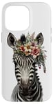 Coque pour iPhone 14 Pro Max Zèbre Jaune Et Violet Cheval Fleurs Tropicales Poney