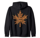 Thanksgiving Maple Leaf Word Cloud for Family Tradition Fall Zip Hoodie