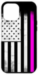 Coque pour iPhone 12 Pro Max Ruban rose solidarité poitrine cancer drapeau américain USA