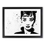 Audrey Hepburn Monochrome Vol.2 H1022 Framed Print for Living Room Bedroom Home Office Décor, Wall Art Picture Ready to Hang, Black A2 Frame (64 x 46 cm)