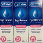 Optivive Brightening Eye Drops Eye Revive Brightens & Whitens Daily 10ml 3 Pack