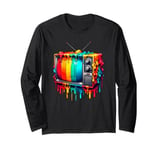 Dripping Paint Vintage Television TV Retro 70s 80s Long Sleeve T-Shirt