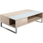 Concept-usine - Table basse blanche plateau relevable bois ela - wood