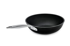 Barazzoni Black Titan Pro, Wok ø28cm, Manche en Acier rivetée, Anti-adhésif Titan Pro (5 Layers). Induction Compatible, Made in Italy