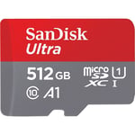 Carte Mémoire SanDisk microSDHC Ultra 512 Go + Adaptateur - Classe 10, U1, homologuée A1