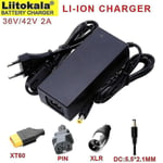 36v 2a 10 strängar 42v E-cykelmodifiering/elektrisk/scooterbatterier laddare polymer litiumbatteriladdare [DM] 36V 2A Pinzi EU plug