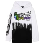 Minecraft Sweat Enfant, Sweat à Capuche Enfant Garçon, Pull Mode Enfant Ado 5-14 Ans (Blanc/Noir, 13-14 Ans)