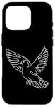 Coque pour iPhone 16 Pro Line Art Oiseau et ornithologue Colombe à ailes blanches