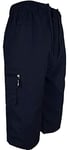 New Mens Summer Casual Elasticated Waist Cotton 3/4 Length Combat Pocket Gym Shorts Pants M-3XL (XLarge, Navy)