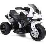 Bmw Moto Electrique pour Enfants 6 v 4Ah 1 Place, Moto à 3 Roues 3 Km/h avec Phare Lumineux, Musiques, pour Enfant 18-36 Mois Noir - Costway