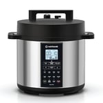 Nutricook Smart Pot 2 Prime 1000 Watts - 8 Appliances in 1, Pressure Cooker, Sauté Pot, Slow Cooker, Rice Cooker, Cake Maker, Steamer, Yogurt Maker and Food Warmer, 6L, Brushed Stainless Steel