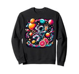 Colorful Galaxy Astronaut Drinking Grapefruit juice Sweatshirt