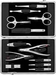 ZWILLING Manucure kit (12 pièces, set complet pour le soin complet des ongles et la pédicure, étui à cadre en cuir véritable), Premium, noir