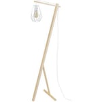 Lampadaires Tosel  lampadaire liseuse articulé bois naturel et blanc